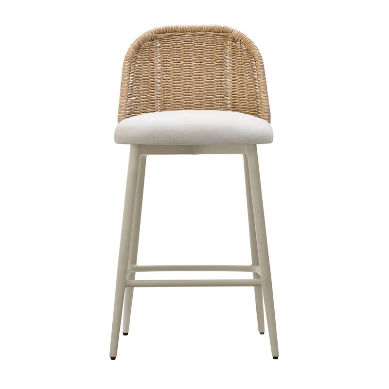 Pemberly Row Handmade Contemporary Cream Outdoor Counter Stool
