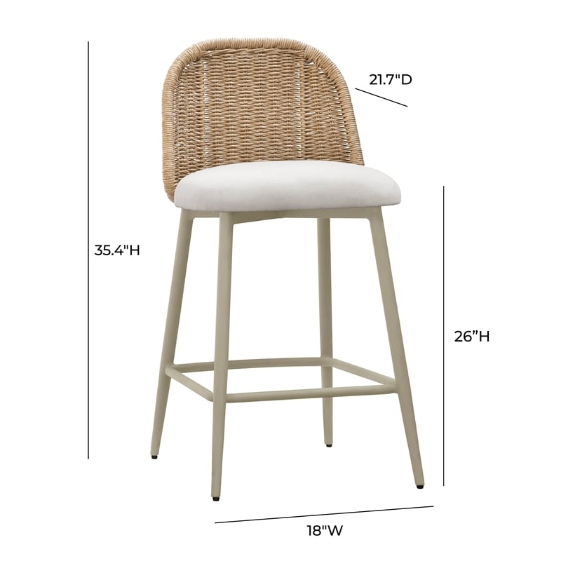 Pemberly Row Handmade Contemporary Cream Outdoor Counter Stool
