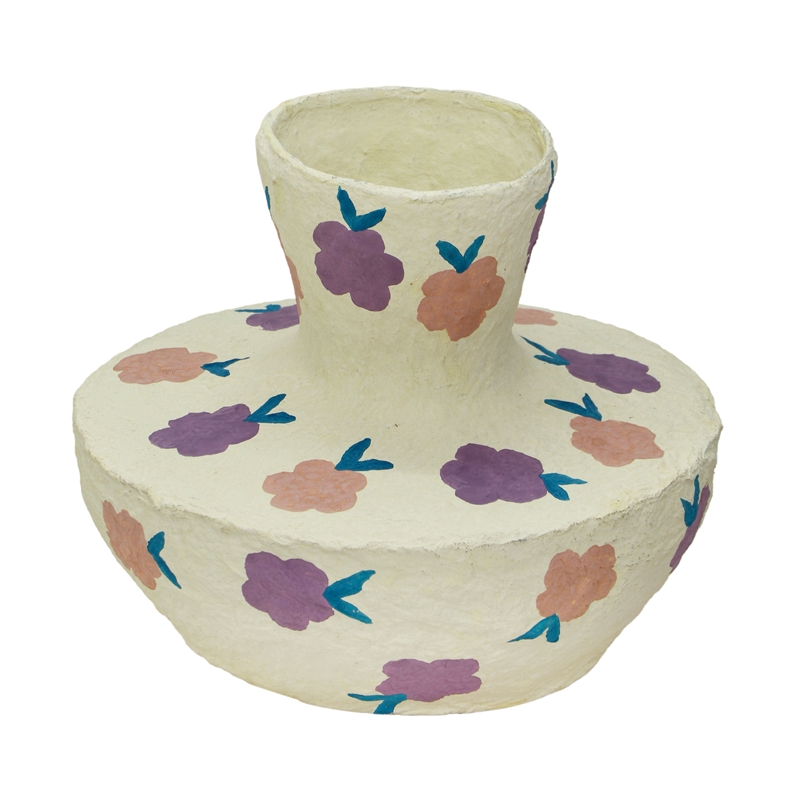 Pemberly Row Transitional Cotton Mache Vase in Spring Blossoms