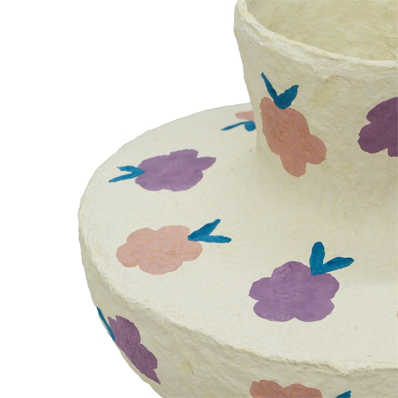 Pemberly Row Transitional Cotton Mache Vase in Spring Blossoms