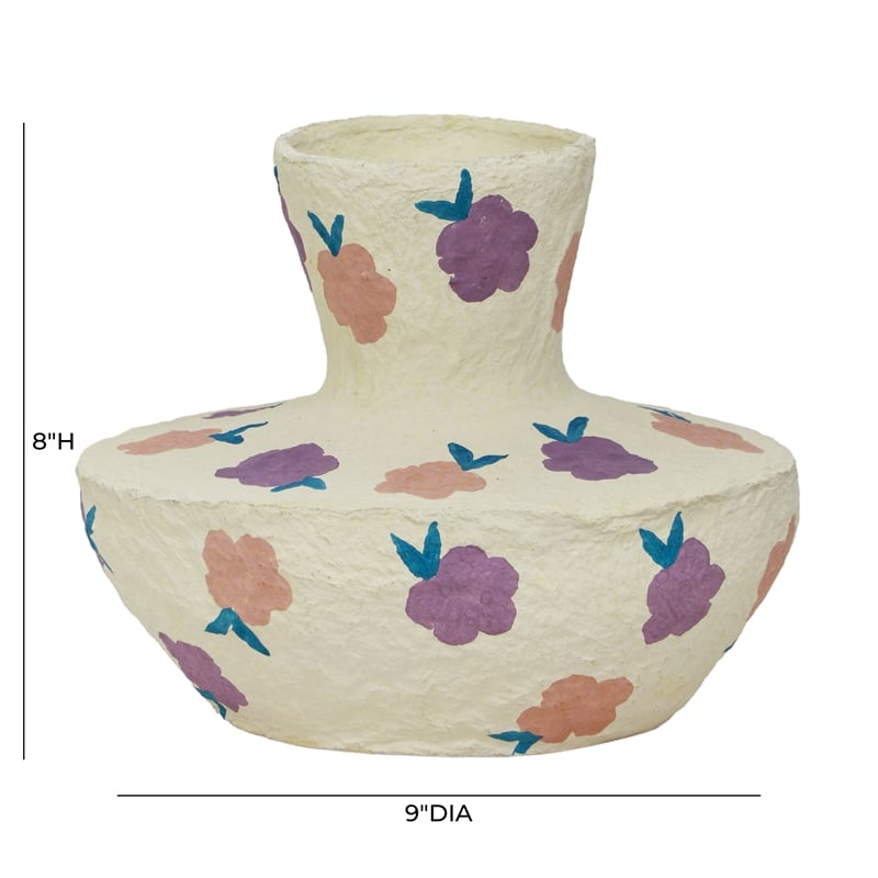 Pemberly Row Transitional Cotton Mache Vase in Spring Blossoms