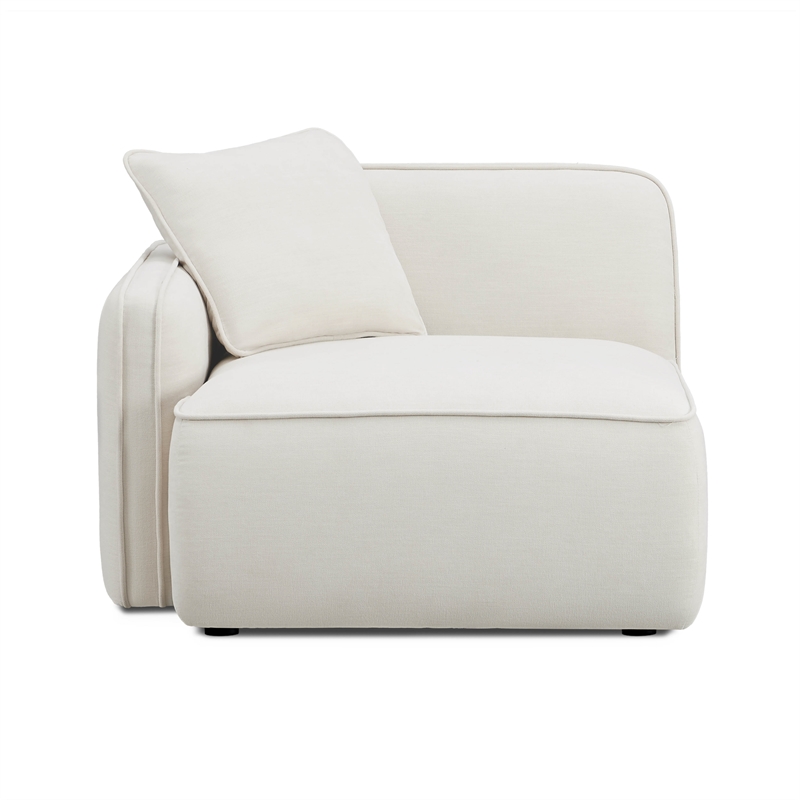 Pemberly Row Sand Upcycled Linen Left-Arm Facing Corner Chair