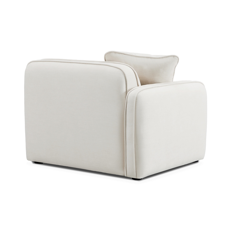 Pemberly Row Sand Upcycled Linen Left-Arm Facing Corner Chair