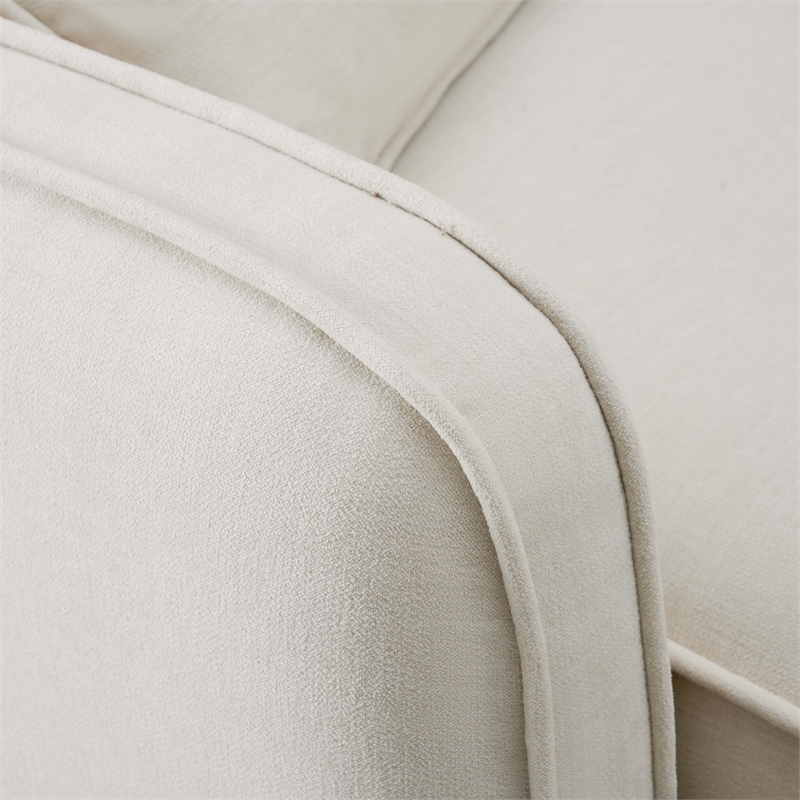 Pemberly Row Sand Upcycled Linen Left-Arm Facing Corner Chair