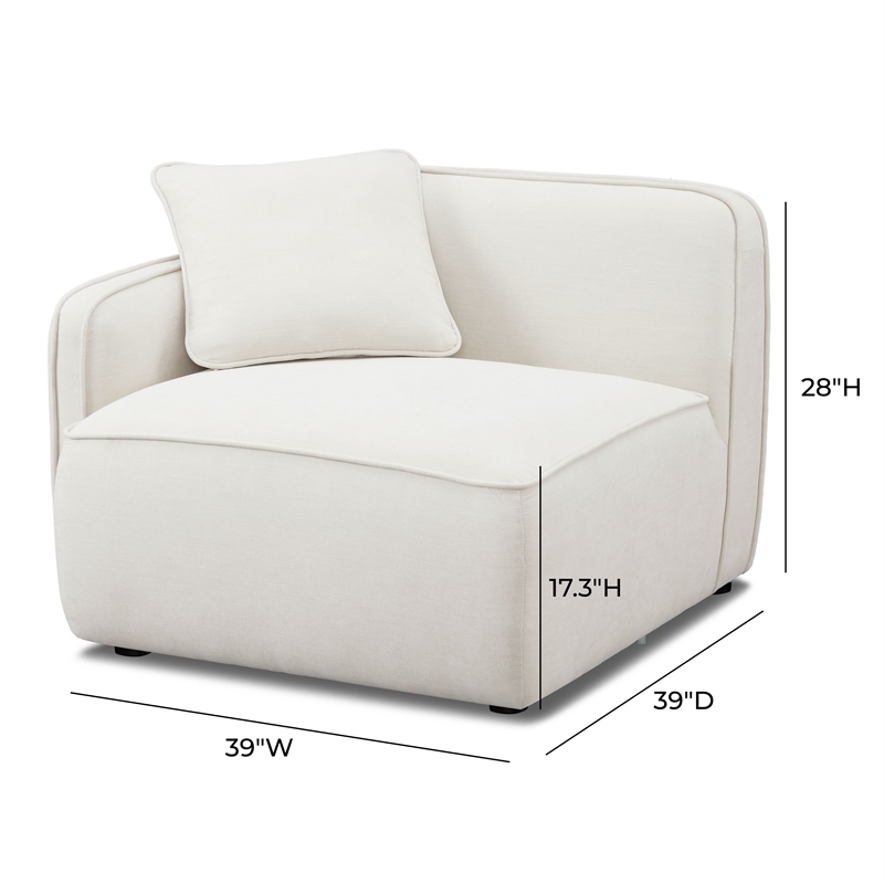 Pemberly Row Sand Upcycled Linen Left-Arm Facing Corner Chair