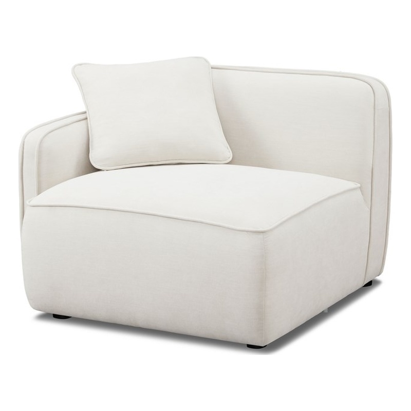 Pemberly Row Sand Upcycled Linen Left-Arm Facing Corner Chair