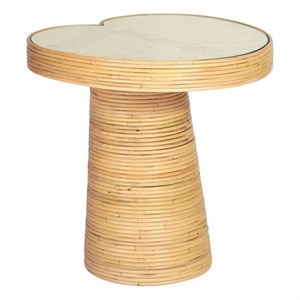 Pemberly Row Handmade Contemporary Short Lilypad Rattan Side Table
