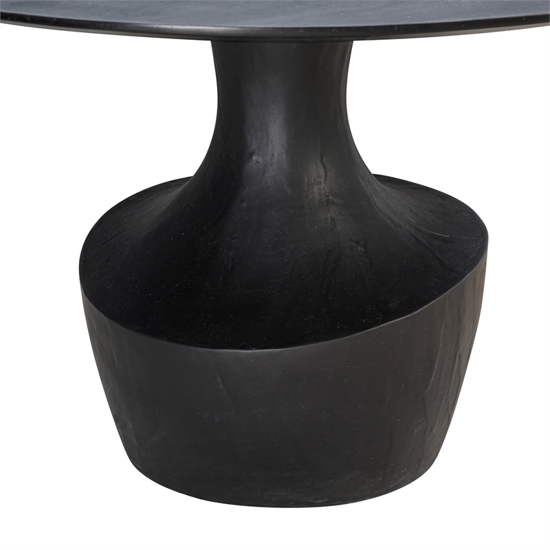 Pemberly Row Contemporary Black Acacia & Faux Plaster Dining Table
