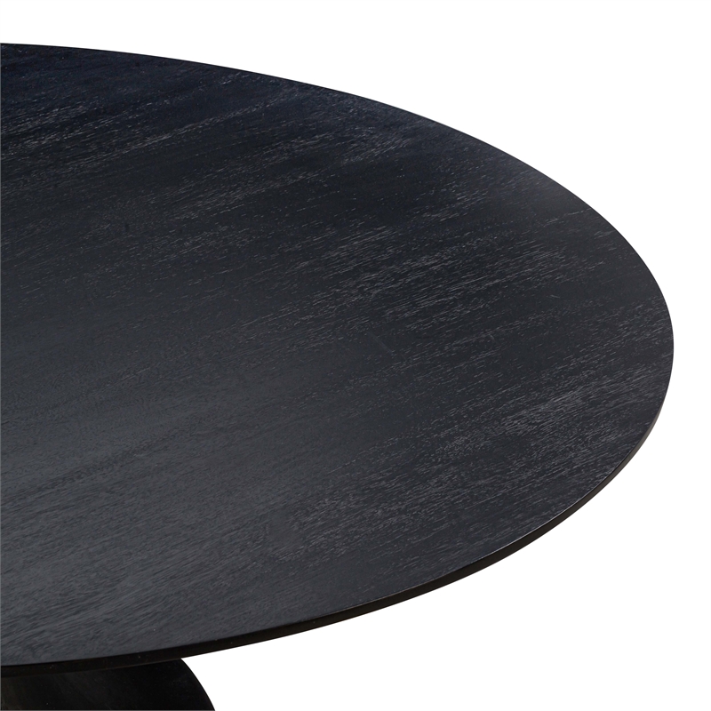 Pemberly Row Contemporary Black Acacia & Faux Plaster Dining Table