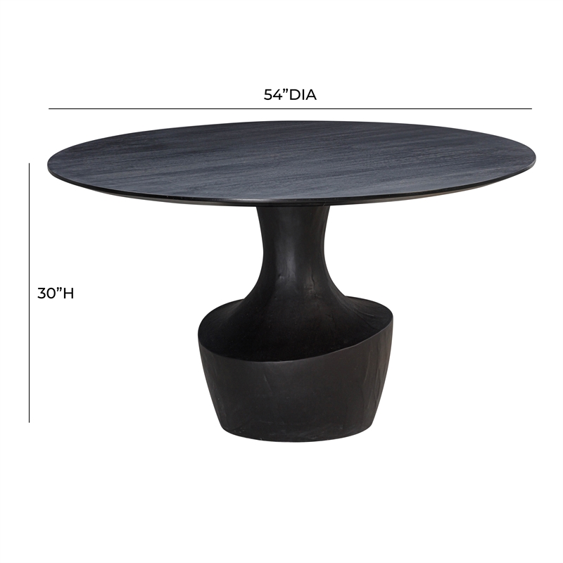 Pemberly Row Contemporary Black Acacia & Faux Plaster Dining Table
