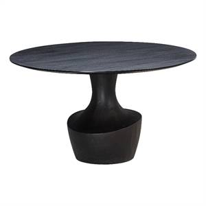 Pemberly Row Contemporary Black Acacia & Faux Plaster Dining Table