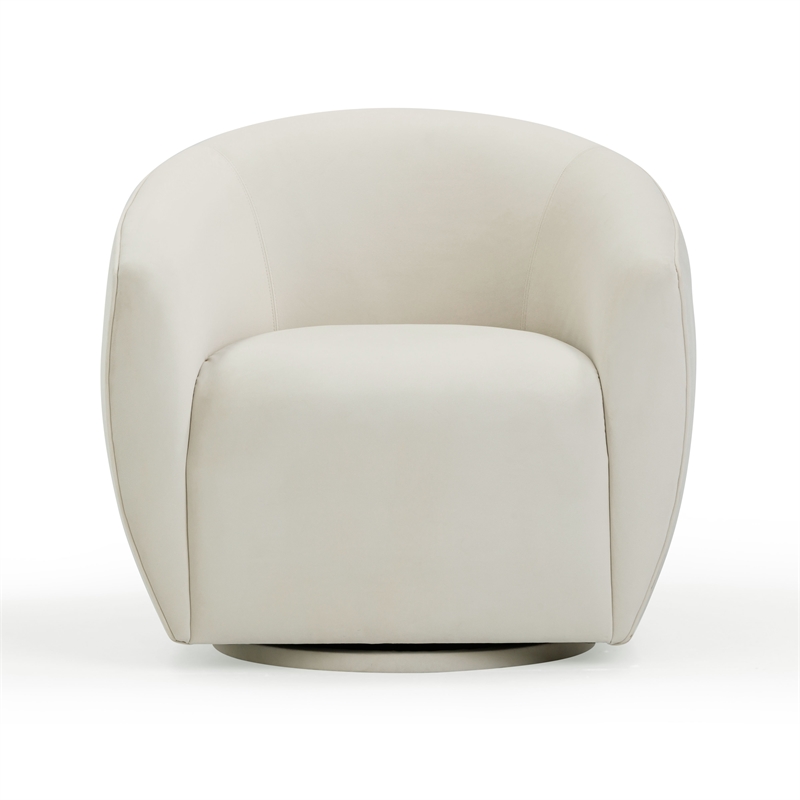 Pemberly Row Modern / Contemporary Cream Velvet Swivel Chair