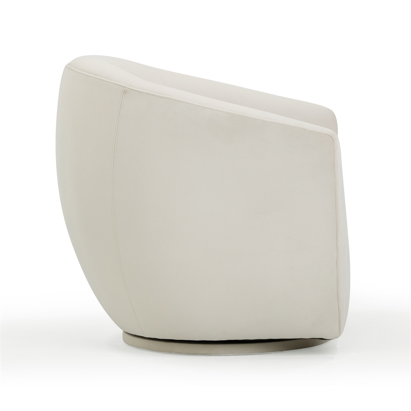 Pemberly Row Modern / Contemporary Cream Velvet Swivel Chair