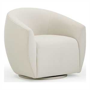 Pemberly Row Modern / Contemporary Cream Velvet Swivel Chair
