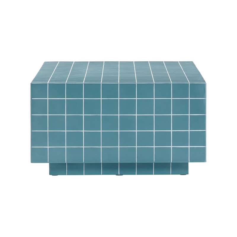 Pemberly Row Contemporary Blue Tile Indoor / Outdoor Coffee Table