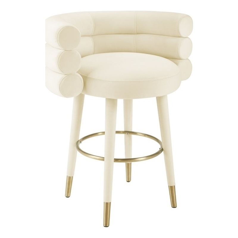 Pemberly Row Handmade Contemporary Cream Velvet Counter Stool