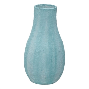 Pemberly Row Handmade Transitional Cotton Mache Vase in Cloudy Blue