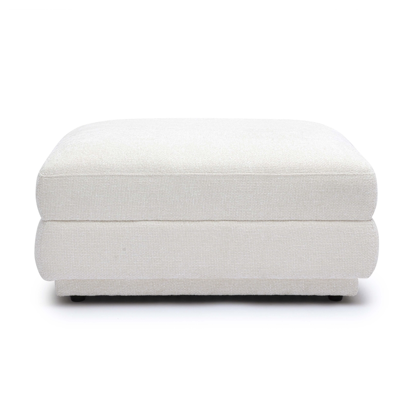 Pemberly Row Contemporary Upholstered Cream Chenille Modular Ottoman