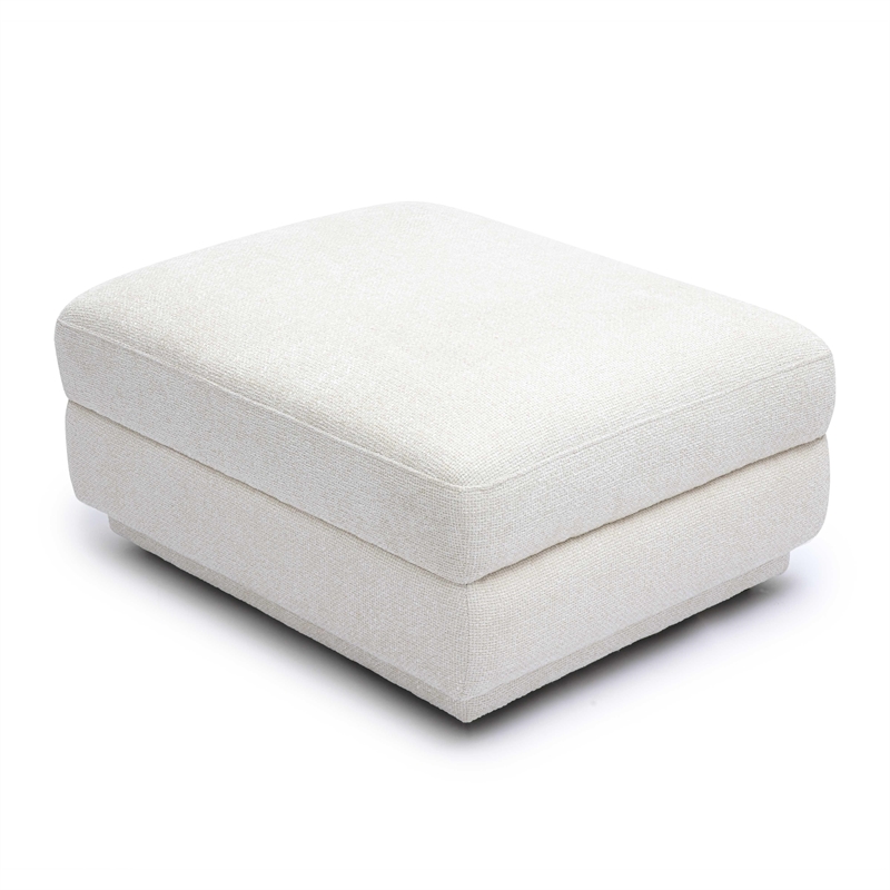 Pemberly Row Contemporary Upholstered Cream Chenille Modular Ottoman