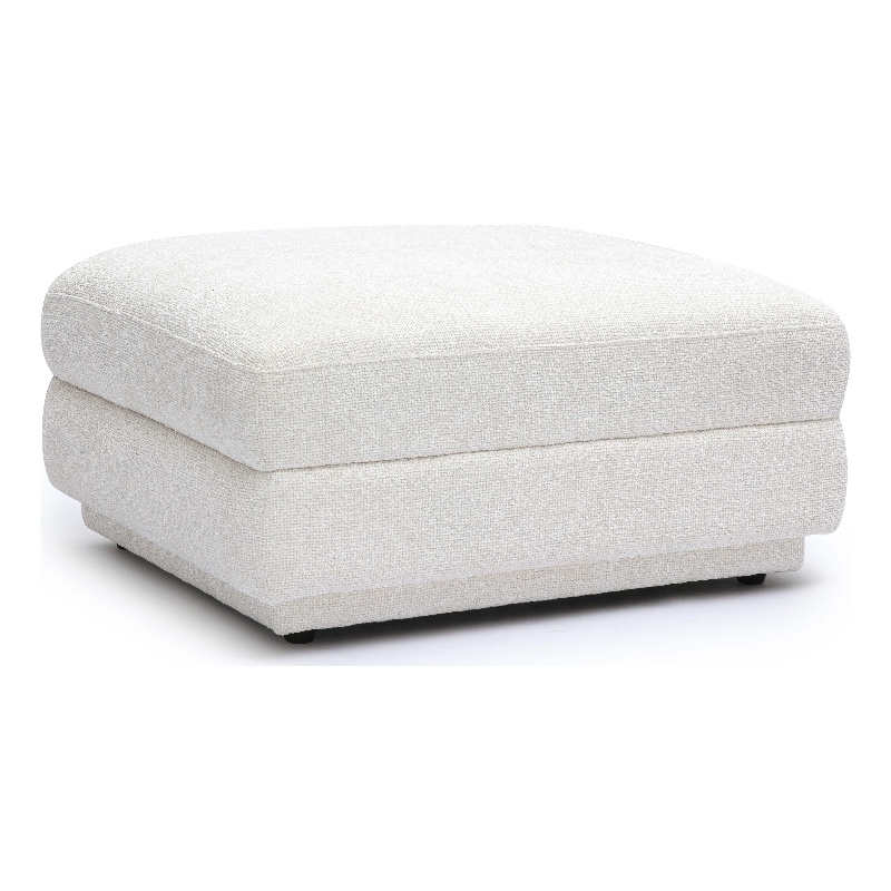 Pemberly Row Contemporary Upholstered Cream Chenille Modular Ottoman