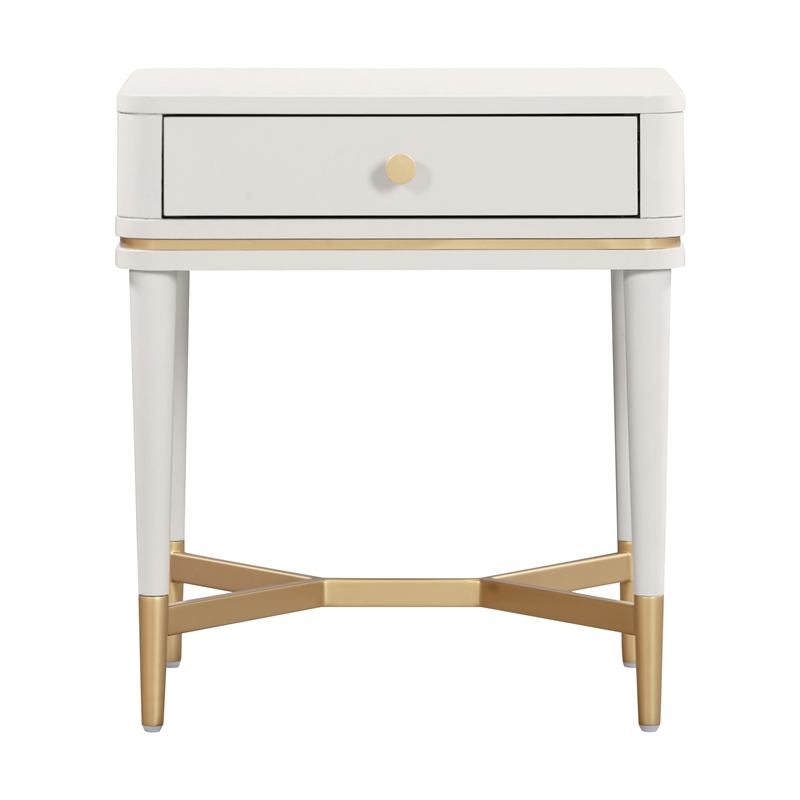 Pemberly Row Handmade Modern Transitional Cream Wooden Nightstand