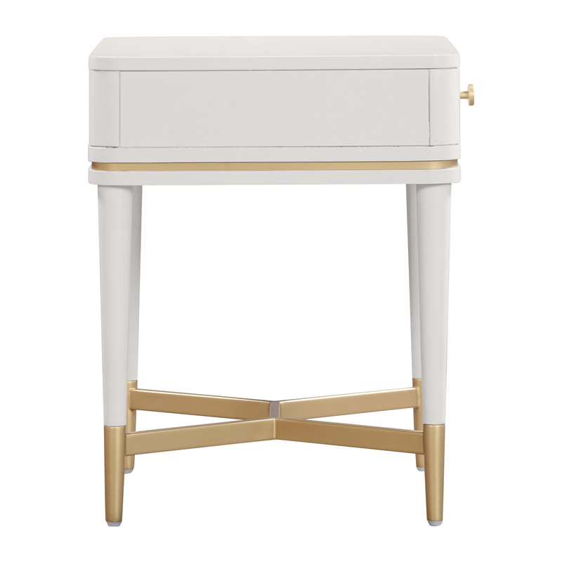 Pemberly Row Handmade Modern Transitional Cream Wooden Nightstand