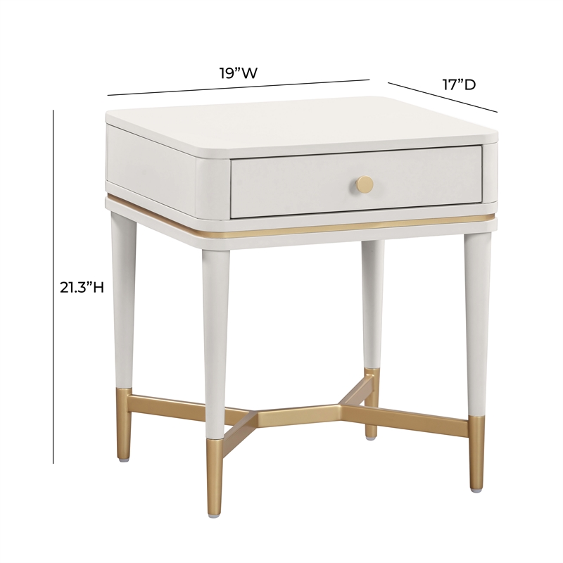 Pemberly Row Handmade Modern Transitional Cream Wooden Nightstand