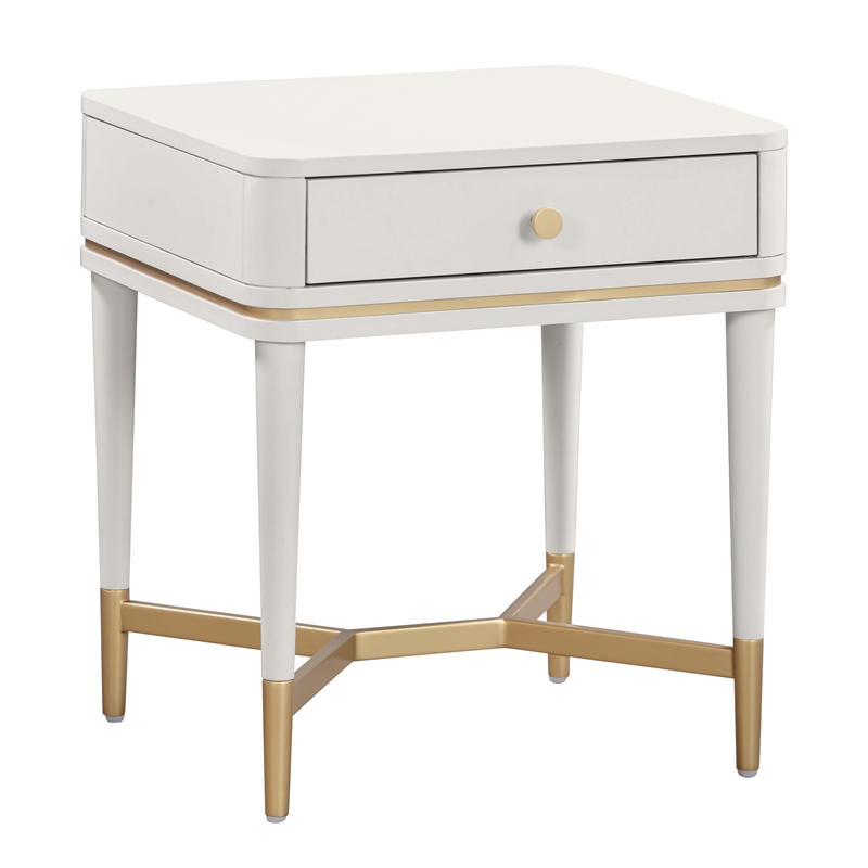 Pemberly Row Handmade Modern Transitional Cream Wooden Nightstand