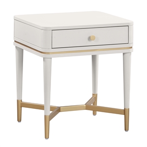 Pemberly Row Handmade Modern Transitional Cream Wooden Nightstand
