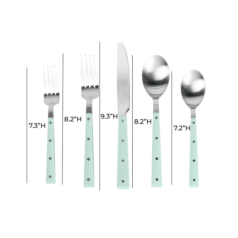 Pemberly Row Mint and Stainless Steel Flatware - Set of 5 Pieces
