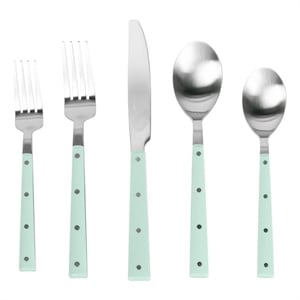 Pemberly Row Mint and Stainless Steel Flatware - Set of 5 Pieces