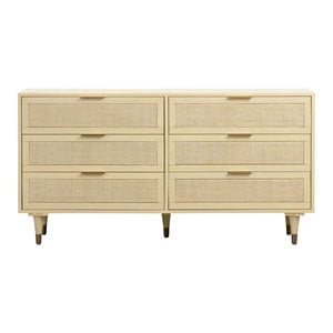 Pemberly Row 31&quotH 6-Drawer Modern Wood Dresser in Buttermilk Cream