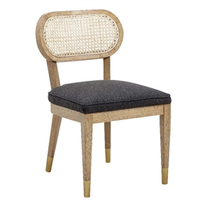 Pemberly Row 30.5&quot Farmhouse Fabric Dining Chair in Black Finish