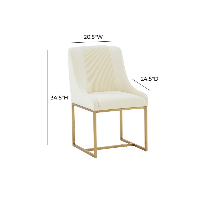 Pemberly Row Handmade Transitional Cream Pleated Velvet Dining Chair