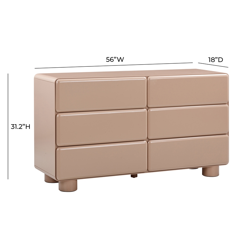 Pemberly Row Handmade Modern / Contemporary Taupe 6-Drawer Dresser