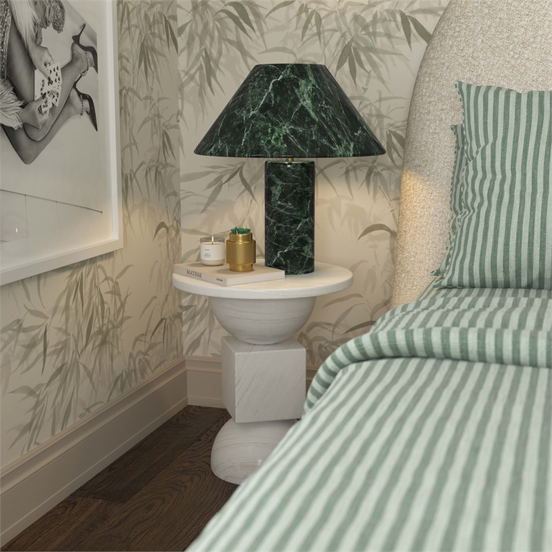 Pemberly Row Modern / Contemporary Spider Green Marble Table Lamp