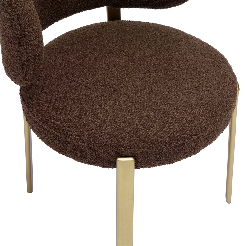 Pemberly Row Contemporary Chocolate Brown Boucle Dining Chair