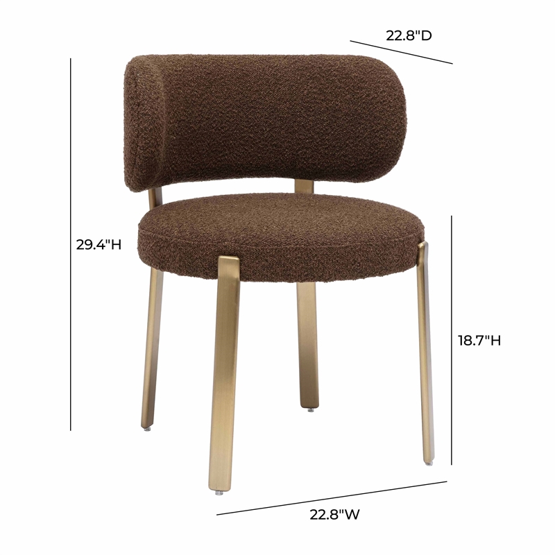 Pemberly Row Contemporary Chocolate Brown Boucle Dining Chair