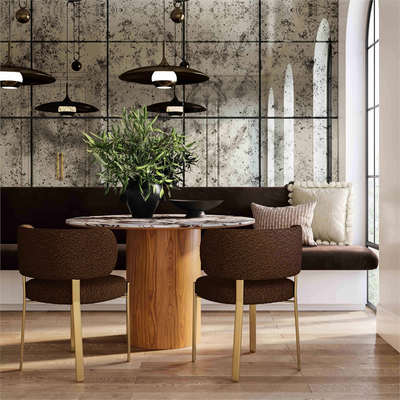 Pemberly Row Contemporary Chocolate Brown Boucle Dining Chair