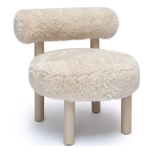 Pemberly Row Contemporary Natural Vegan Shearling Accent Chair