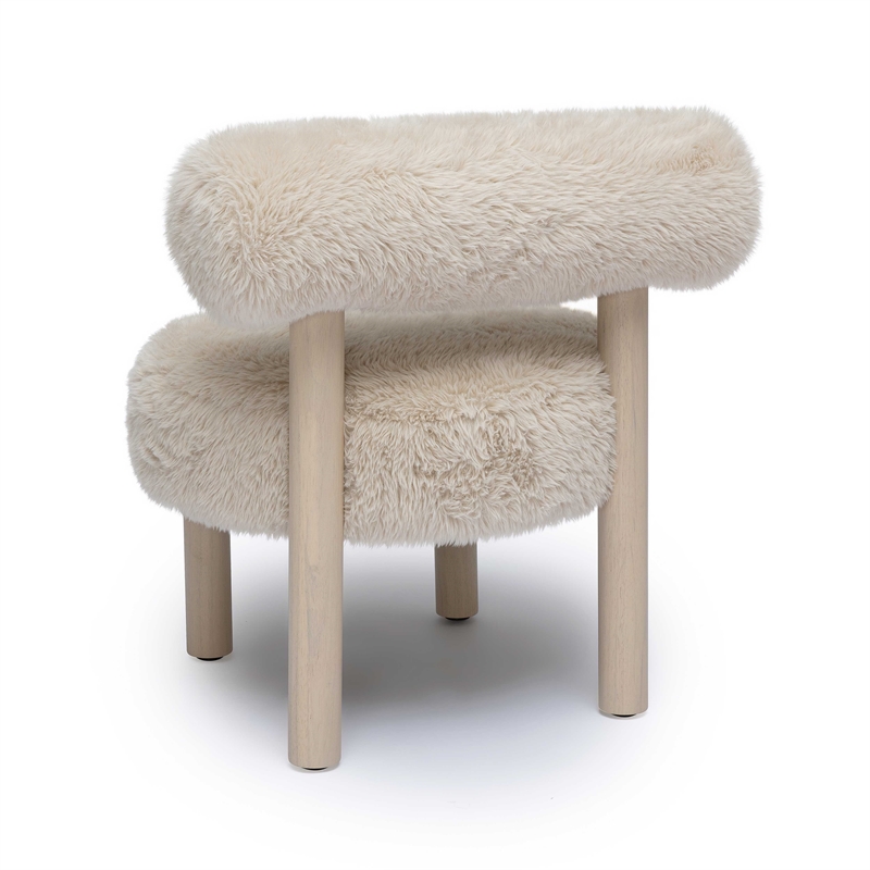 Pemberly Row Contemporary Natural Vegan Shearling Accent Chair