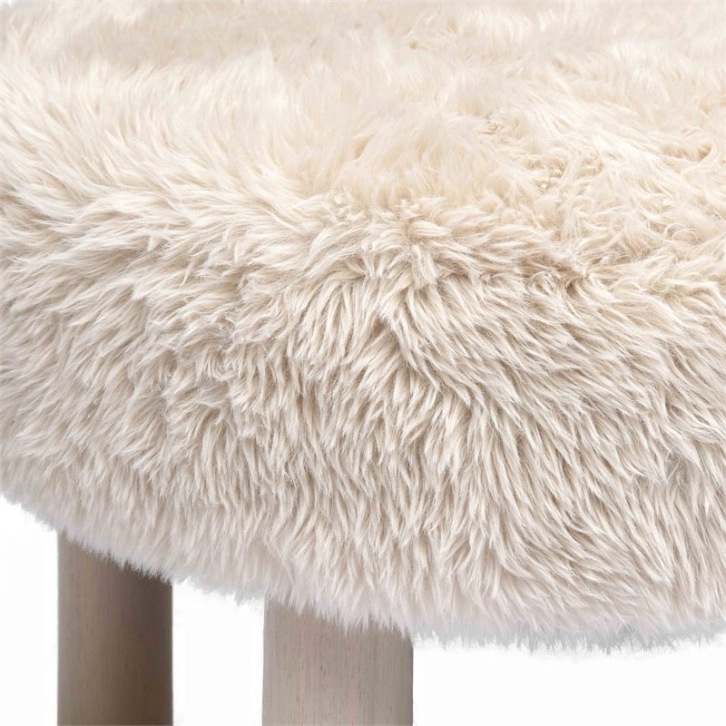 Pemberly Row Contemporary Natural Vegan Shearling Accent Chair
