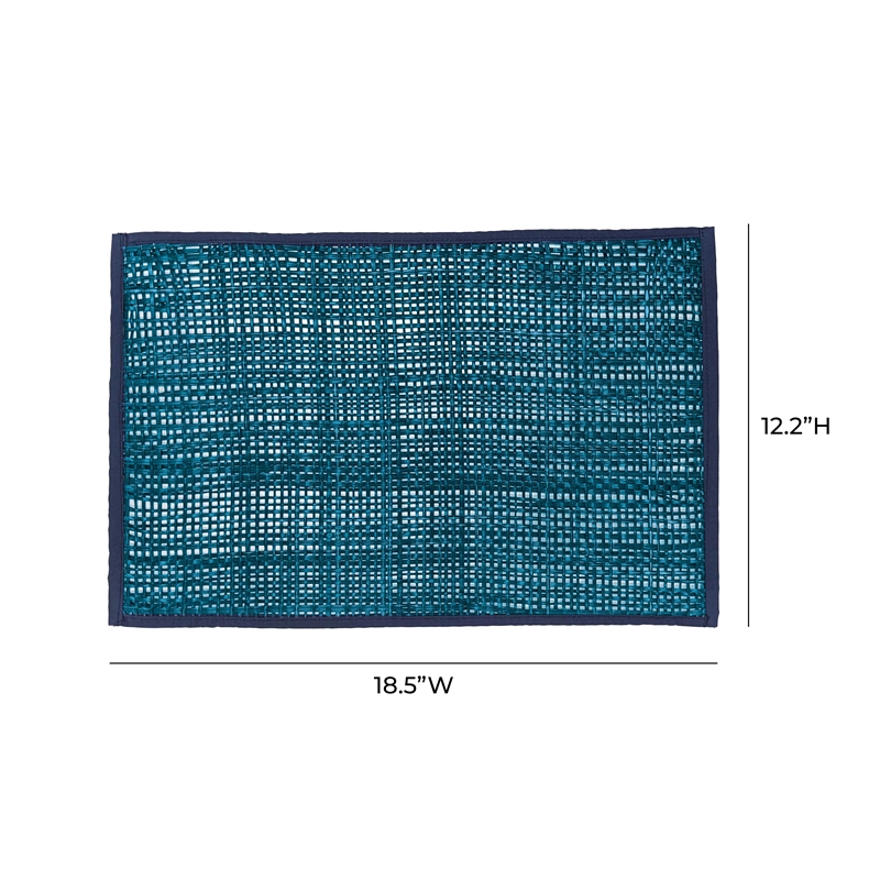 Pemberly Row Handmade Transitional Blue Seagrass Placemat - Set of 4