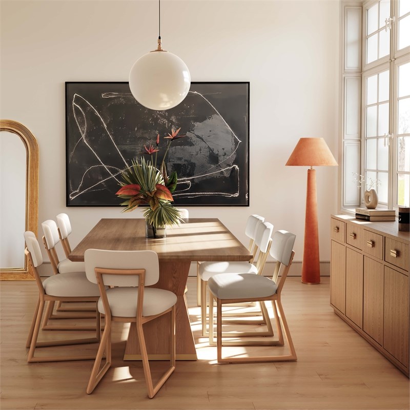 Pemberly Row Contemporary Cream Recycled Fabric Dining Chair