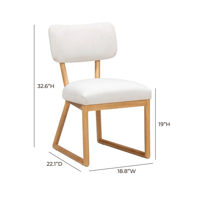 Pemberly Row Contemporary Cream Recycled Fabric Dining Chair