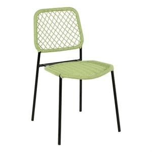 Pemberly Row 19.1&quot Outdoor Metal & Rope Dining Chair in Green