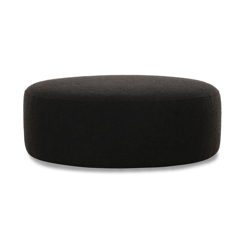 Pemberly Row Contemporary Black Finish Boucle Ottoman - 39.2