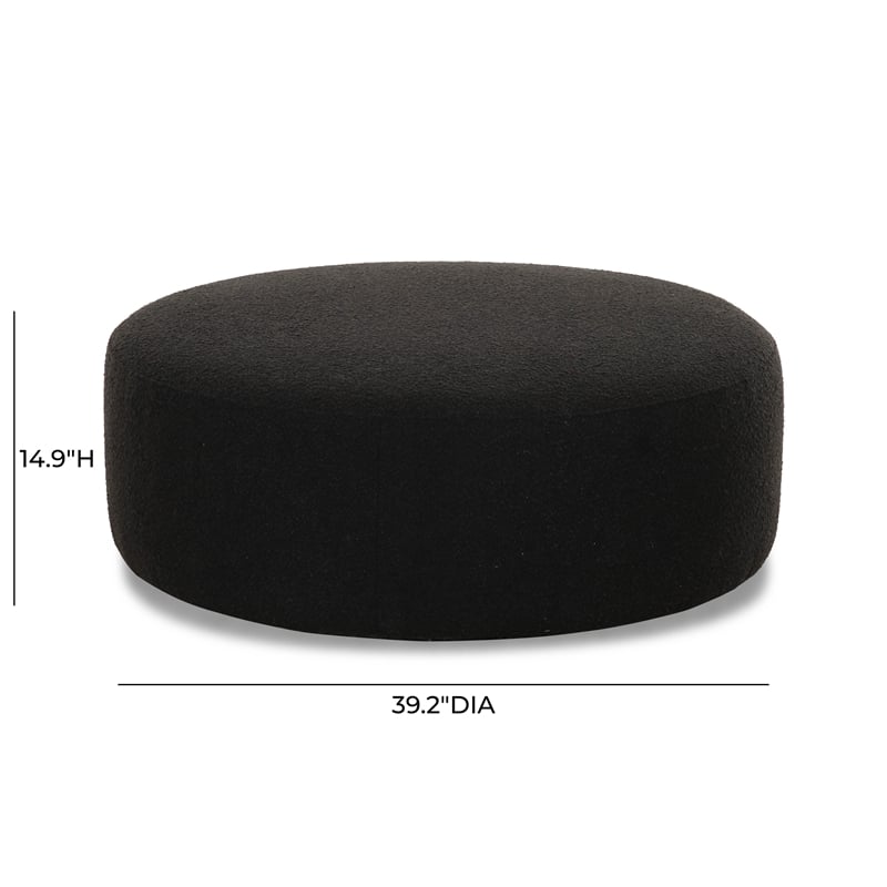 Pemberly Row Contemporary Black Finish Boucle Ottoman - 39.2