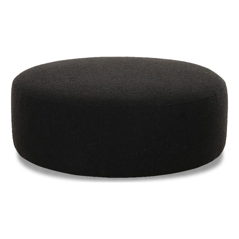 Pemberly Row Contemporary Black Finish Boucle Ottoman - 39.2