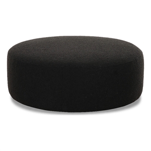 Pemberly Row Contemporary Black Finish Boucle Ottoman - 39.2&quotW x 39.2&quotD x 14.9&quotH